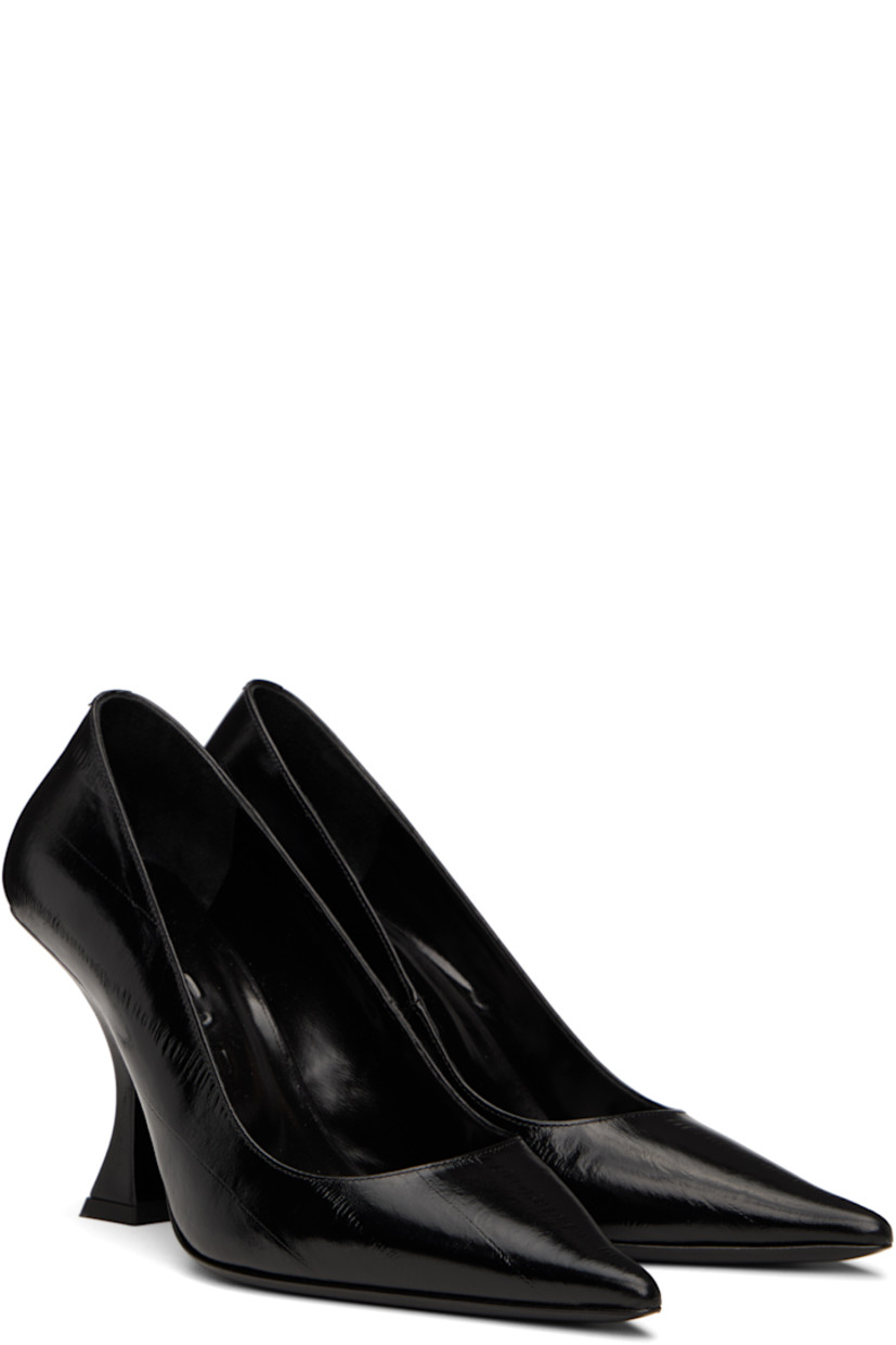 Eel-embossed polished leather heels in black.

· Pointed toe
· Buffed leather and suede lining
· Covered spool heel with rubber injection
· Polished leather sole
· Heel: H3.25"

Supplier color: Black