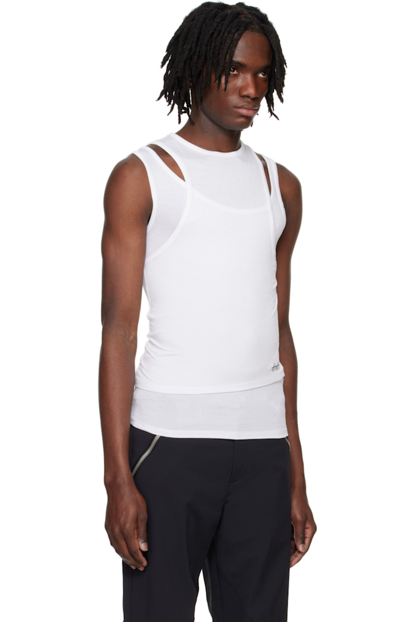 Stretch modal jersey tank top. 

· Layered construction 
· Crewneck
· Logo hardware at front 

Supplier color: White