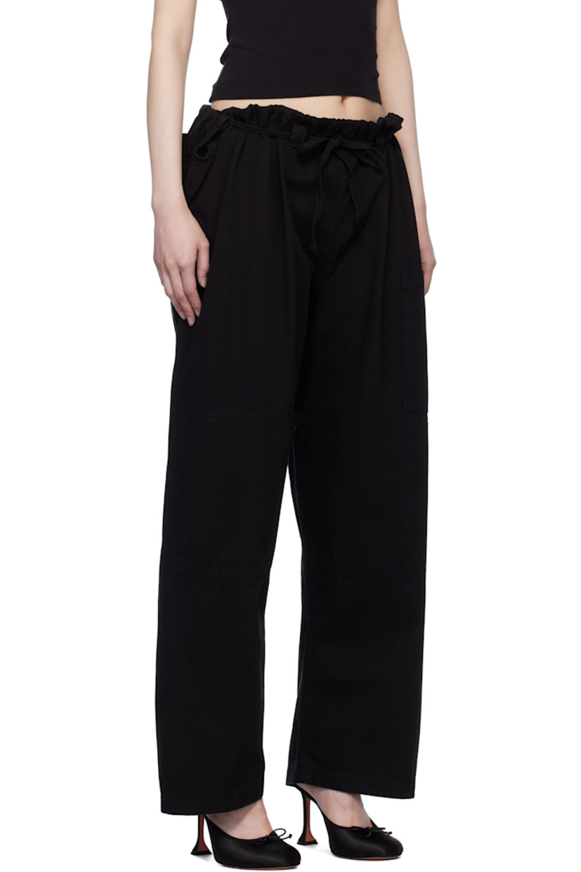 Enzyme-washed cotton twill lounge pants.

· Paneled construction
· Drawstring at waistband
· Cutouts at waist
· Patch pocket at outseam and back

Supplier color: Black