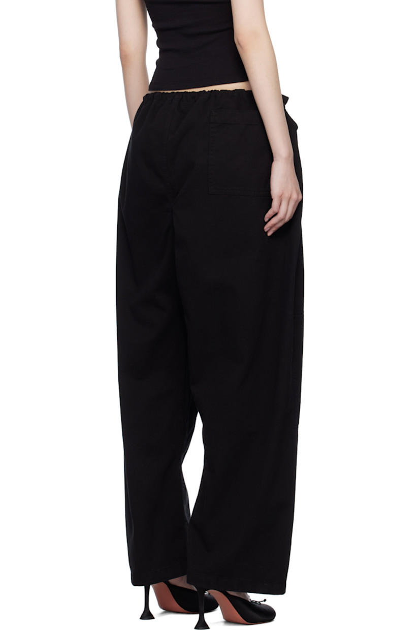 Enzyme-washed cotton twill lounge pants.

· Paneled construction
· Drawstring at waistband
· Cutouts at waist
· Patch pocket at outseam and back

Supplier color: Black