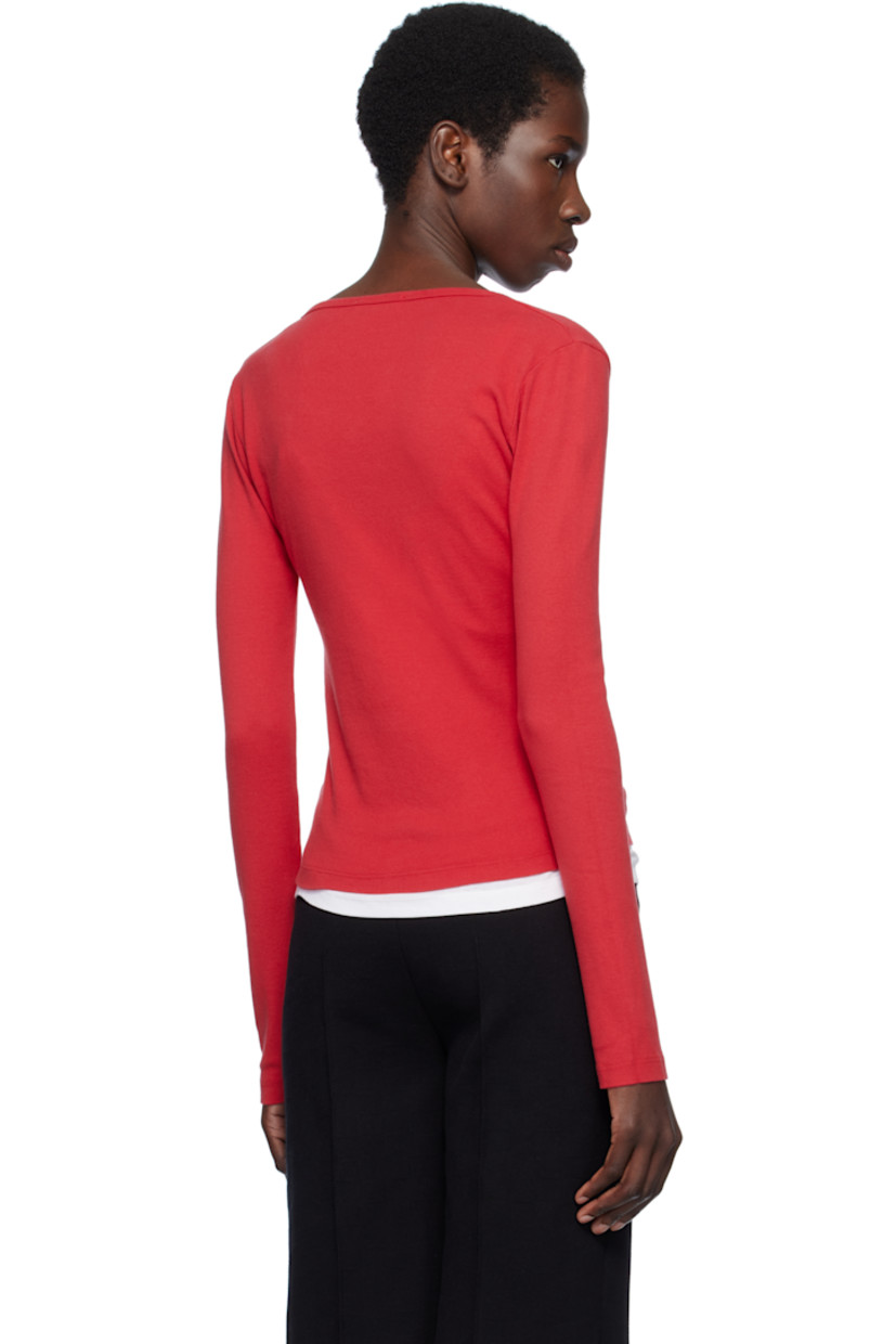 Cotton ribbed jersey cardigan.

· Scoop neck
· Button closure 

Supplier color: Tomate