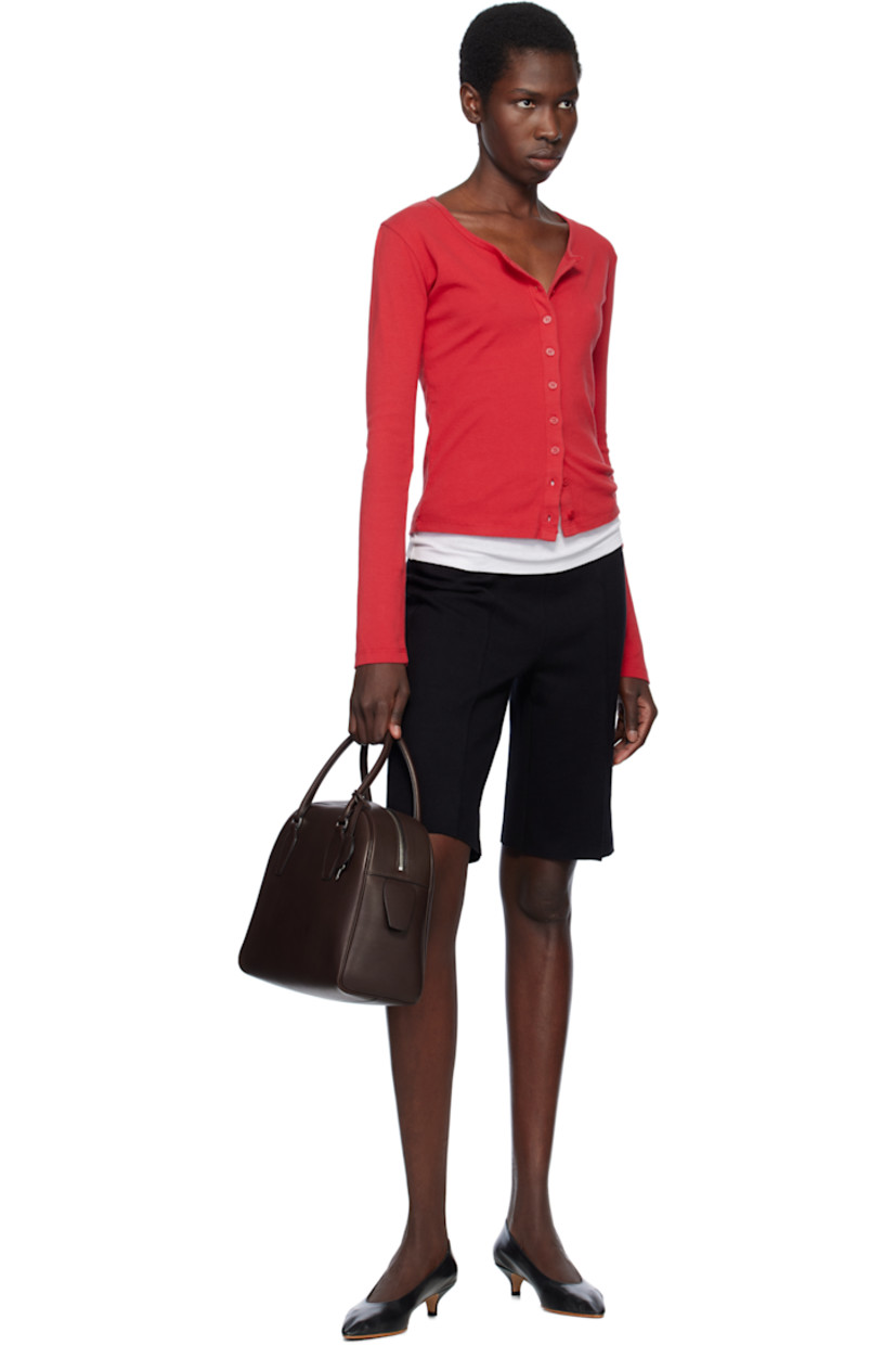 Cotton ribbed jersey cardigan.

· Scoop neck
· Button closure 

Supplier color: Tomate
