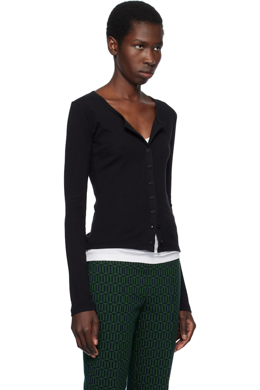 Cotton ribbed jersey cardigan.

· Scoop neck
· Button closure 

Supplier color: Black