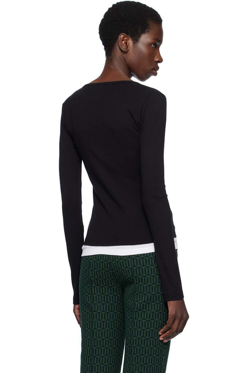 Cotton ribbed jersey cardigan.

· Scoop neck
· Button closure 

Supplier color: Black