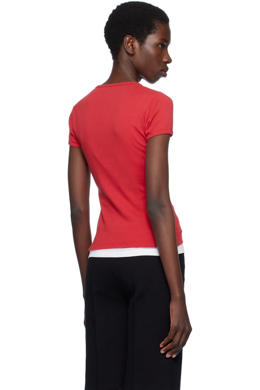 Cotton ribbed jersey T-shirt.

· Crewneck
· Cap sleeves

Supplier color: Tomate