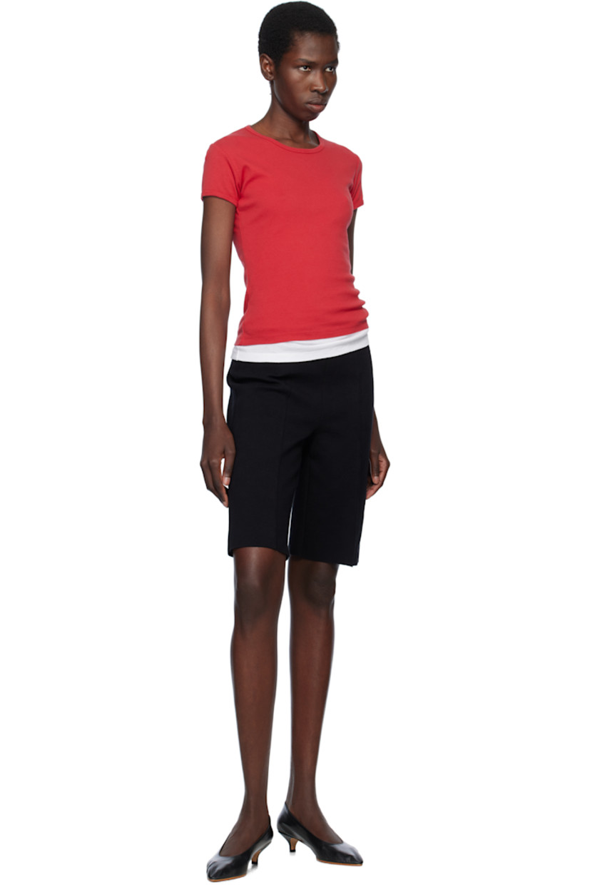 Cotton ribbed jersey T-shirt.

· Crewneck
· Cap sleeves

Supplier color: Tomate