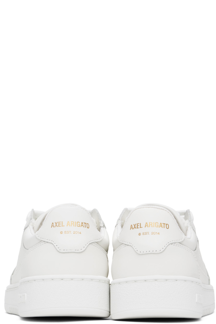Handcrafted low-top buffed leather sneakers in white.

· Perforations at toe and sides
· Lace-up closure
· Logo patch at padded canvas tongue
· Padded collar
· Logo stamp at outer side and heel tab
· Recycled mesh and faux-suede lining
· Logo embossed at textured rubber midsole
· Treaded rubber sole

Supplier color: White/White