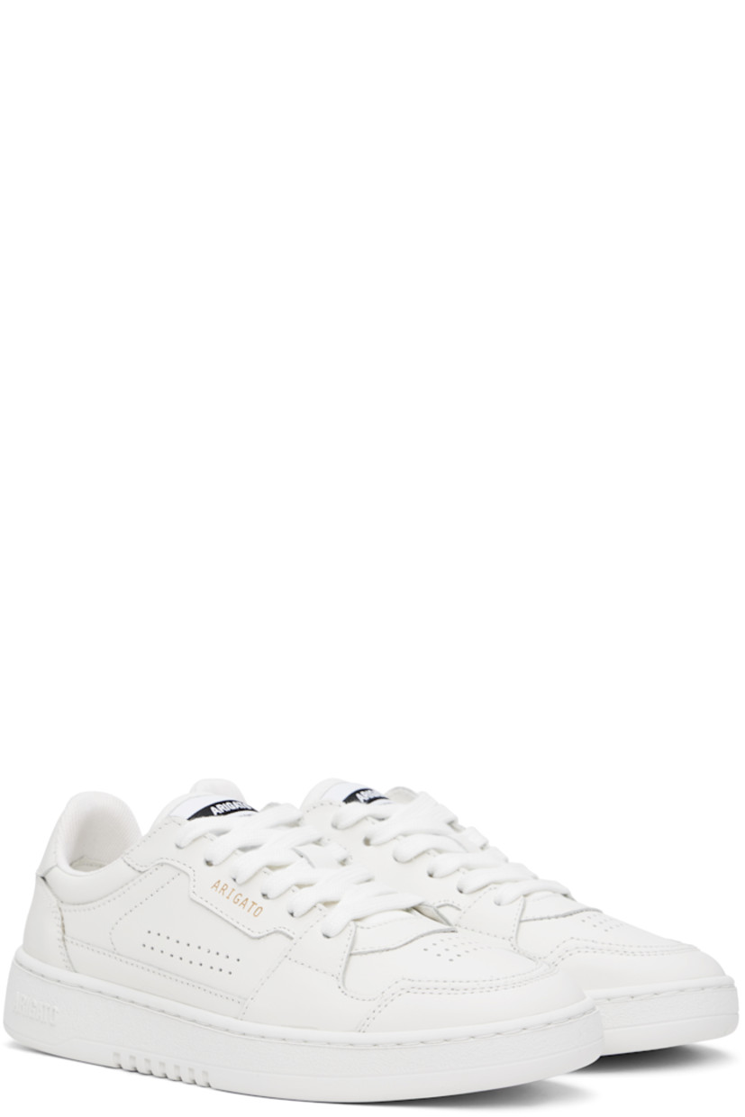 Handcrafted low-top buffed leather sneakers in white.

· Perforations at toe and sides
· Lace-up closure
· Logo patch at padded canvas tongue
· Padded collar
· Logo stamp at outer side and heel tab
· Recycled mesh and faux-suede lining
· Logo embossed at textured rubber midsole
· Treaded rubber sole

Supplier color: White/White