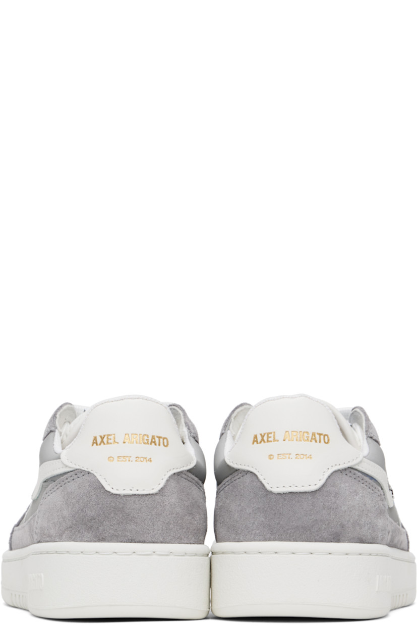 Handcrafted low-top buffed leather and suede sneakers in gray.

· Perforations at toe
· Lace-up closure
· Logo patch at SEAQUAL® YARN recycled canvas tongue
· Padded tongue and collar 
· Logo embossed at outer side and heel tab 
· Embroidered graphic  at outer side 
· Mesh and faux-suede lining
· Logo embossed at rubber midsole
· Treaded rubber sole

Supplier color: Grey/White