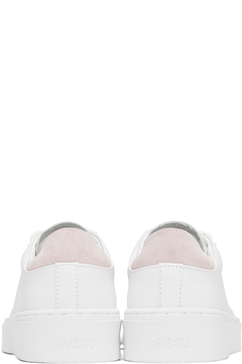 Handcrafted low-top LWG-certified buffed leather sneakers in white and pink.

· Lace-up closure
· Logo stamp at padded tongue
· Padded collar
· Logo stamp at outer side
· Perforations at sides
· Suede trim at heel tab
· Buffed leather and faux-suede lining
· Logo embossed at rubber midsole
· Treaded rubber sole

Supplier color: White/Pink