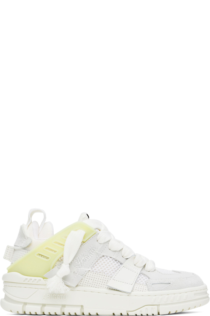 Low-top suede, nubuck, buffed leather, and mesh sneakers in white and gray. Embroidered detailing and raw edges throughout.

· Handcrafted
· LWG-certified leather
· Lace-up closure
· Logo patch at padded tongue
· Padded collar
· Embroidered logo with loose threads at outer side
· Perforations and rubber overlay at sides and heel counter
· Mesh and faux-suede lining
· Logo embossed at rubber midsole
· Treaded rubber sole

Supplier color: White/White