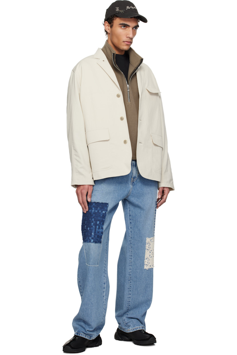 Relaxed-fit non-stretch denim jeans. Fading and reinforced patches throughout. 

· Belt loops
· Five-pocket styling
· Zip fly
· Logo patch at back waistband
· Topstitched logo at back pocket
· Contrast stitching in yellow

Supplier color: Light blue