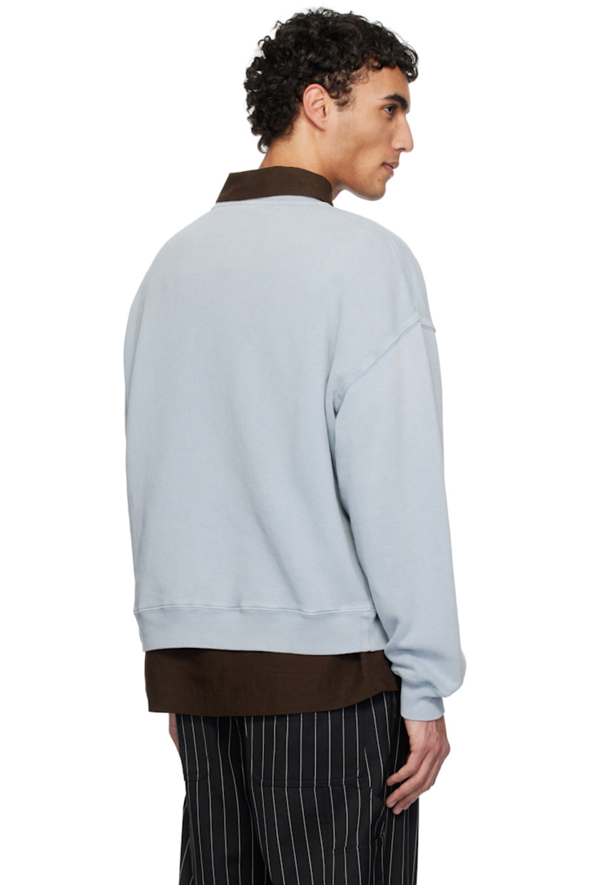 Organic cotton French terry sweatshirt. Fading throughout.

· Rib-knit crewneck, hem, and cuffs
· Logo printed at chest
· Dropped shoulders

Supplier color: Steel blue