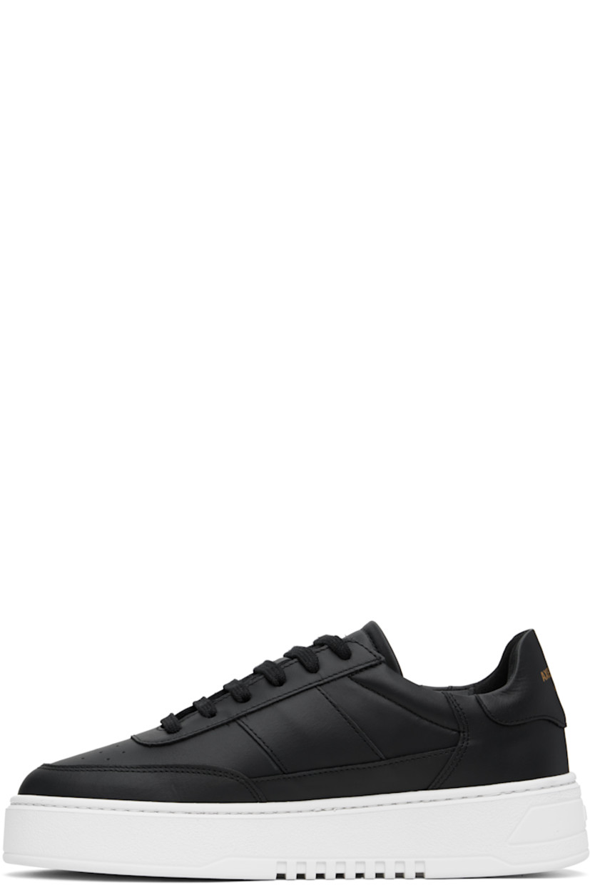 Handcrafted low-top LWG-certified buffed leather sneakers in black.

· Perforated detailing at toe
· Lace-up closure
· Padded tongue and collar
· Logo stamp at outer side and heel tab
· Buffed leather, recycled mesh, and microfiber lining
· Logo embossed at midsole
· Treaded rubber sole

Supplier color: Black/White