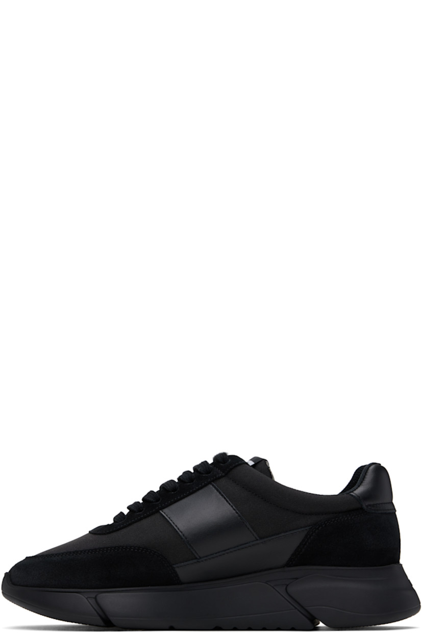 Handcrafted low-top buffed leather, suede, and canvas sneakers in black.

· LWG-certified leather
· Lace-up closure
· Logo patch at padded tongue
· Padded collar
· Logo stamp at outer side
· Buffed leather and faux-suede lining
· Logo embossed at heel
· Treaded rubber sole

Supplier color: Black/Black