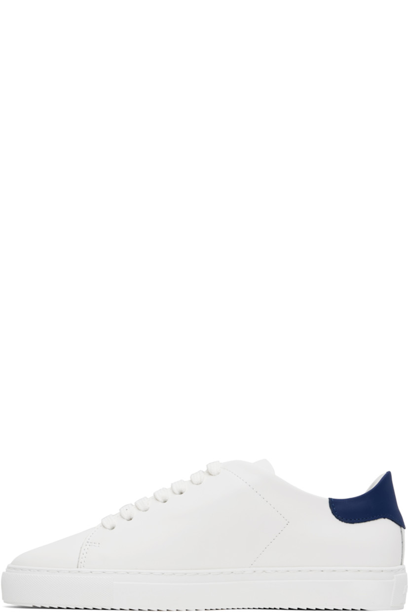 Handcrafted low-top LWG-certified buffed leather sneakers in white and navy.

· Lace-up closure
· Padded tongue and collar
· Logo stamp at outer side
· Buffed leather, recycled mesh, and microfiber lining
· Logo embossed at midsole
· Treaded rubber sole

Supplier color: White/Blue