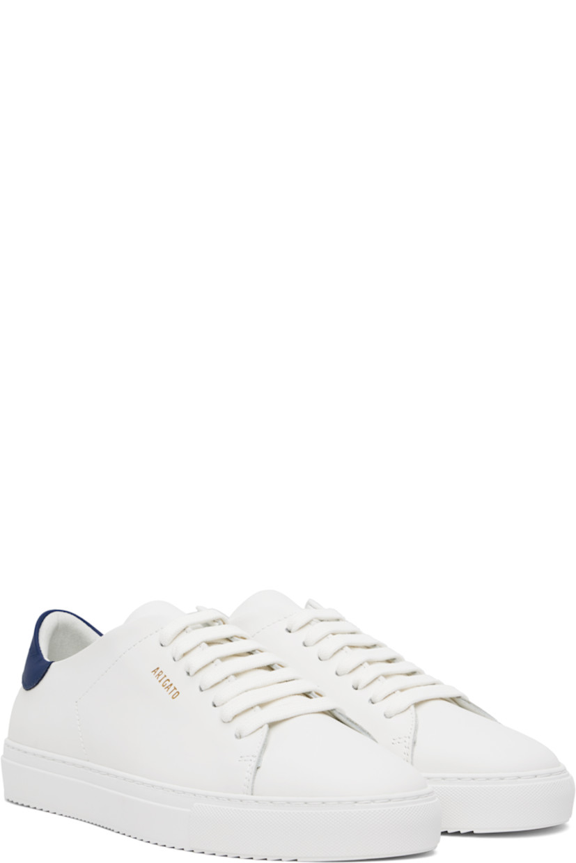 Handcrafted low-top LWG-certified buffed leather sneakers in white and navy.

· Lace-up closure
· Padded tongue and collar
· Logo stamp at outer side
· Buffed leather, recycled mesh, and microfiber lining
· Logo embossed at midsole
· Treaded rubber sole

Supplier color: White/Blue