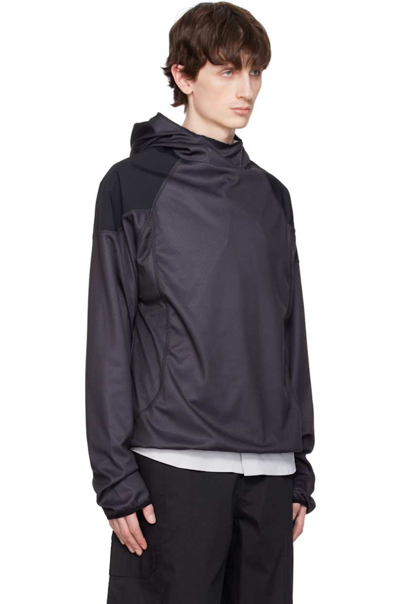 Polyester jersey hoodie. 

· Ripstop trim at hood and shoulders
· Elasticized hem and cuffs
· Raglan sleeves

Supplier color: Stone grey
