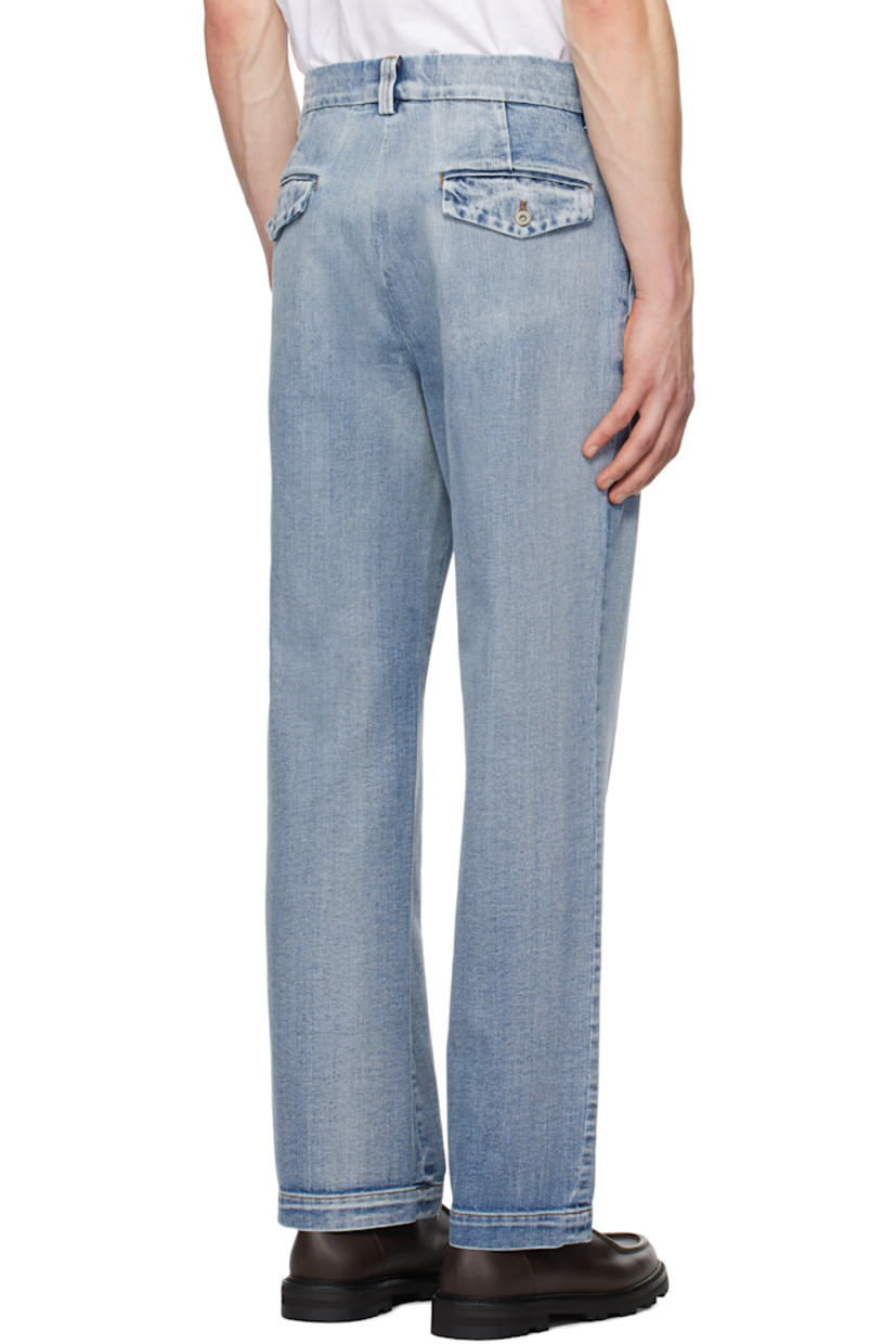 Wide-leg non-stretch denim jeans. Hand-brushed bleaching throughout.

· Mid-rise
· Belt loops
· Five-pocket styling
· Button-fly
· Oxidized silver-tone hardware
· Contrast stitching in tan

Supplier color: Mirage