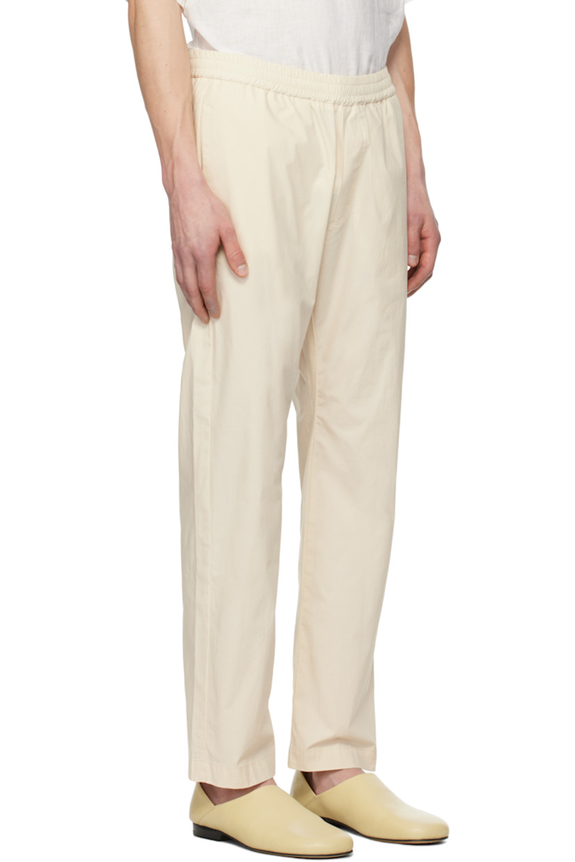 Stretch cotton poplin trousers.

· Low-rise
· Elasticized waistband
· Four-pocket styling
· Mock-fly

Supplier color: Stone