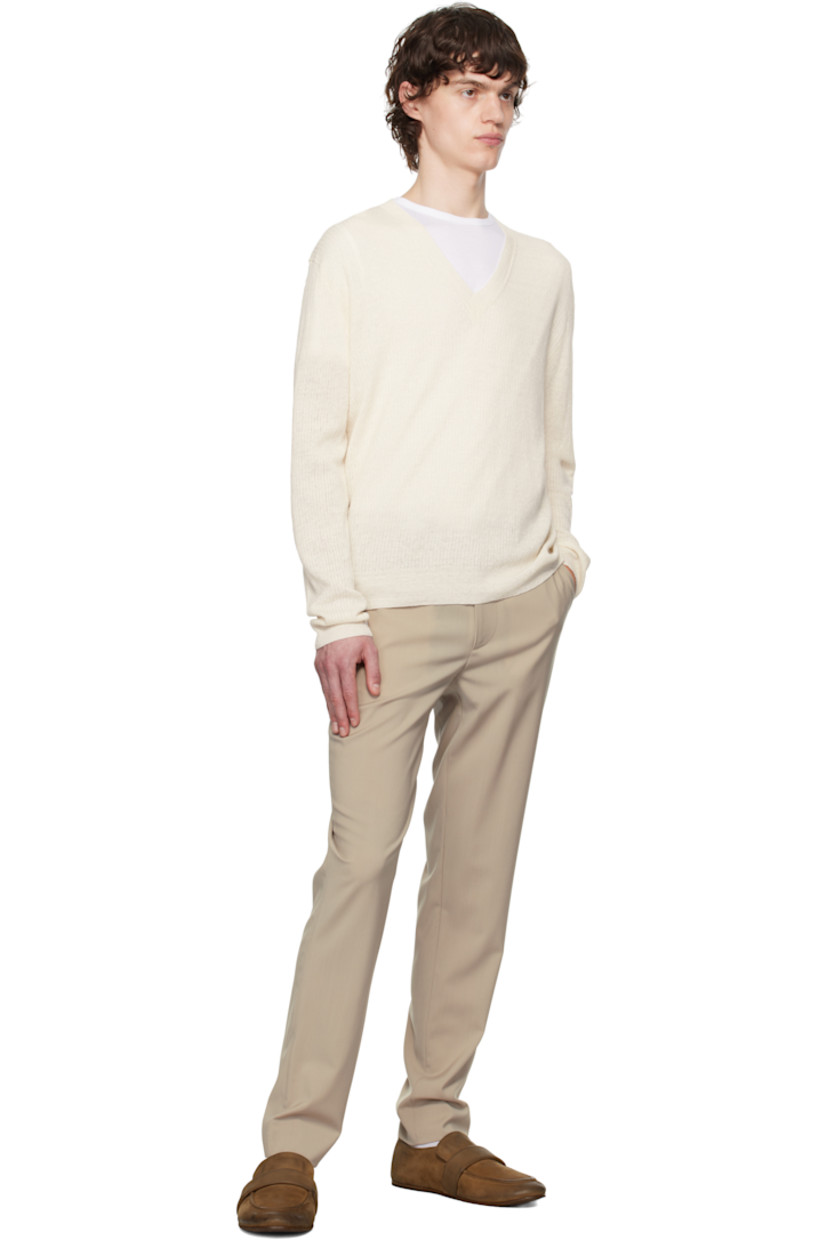 Wool chintz trousers.

· Belt loops at partially elasticized waistband
· Four-pocket styling
· Zip fly

 Supplier color: Sasso