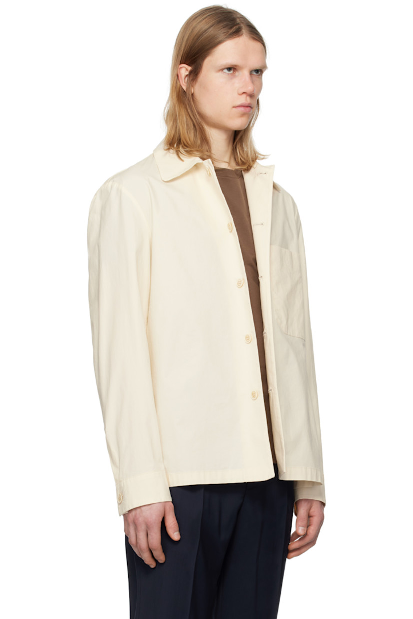 Stretch cotton poplin overshirt.

· Spread collar
· Button closure
· Patch pocket
· Single-button barrel cuffs

Supplier color: Stone