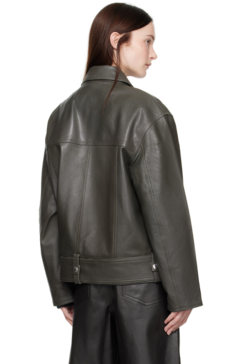 Buffed lambskin jacket.

· Spread collar
· Two-way zip closure
· Flap pockets and zip pockets
· Press-stud belt loops and detachable pin-buckle belt
· Welt pockets at interior
· Full twill lining
· Logo-engraved silver-tone hardware

Supplier color: Avocado