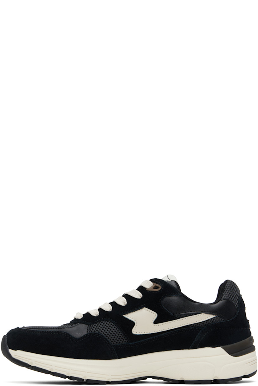 Lightweight low-top suede and mesh sneakers in black.

· Logo embossed at toe
· Lace-up closure
· Logo patch at tongue
· Padded collar
· Text printed at outer side
· Logo embossed at heel counter
· Mesh lining
· Textured foam rubber midsole
· Treaded rubber sole

Supplier color: Black