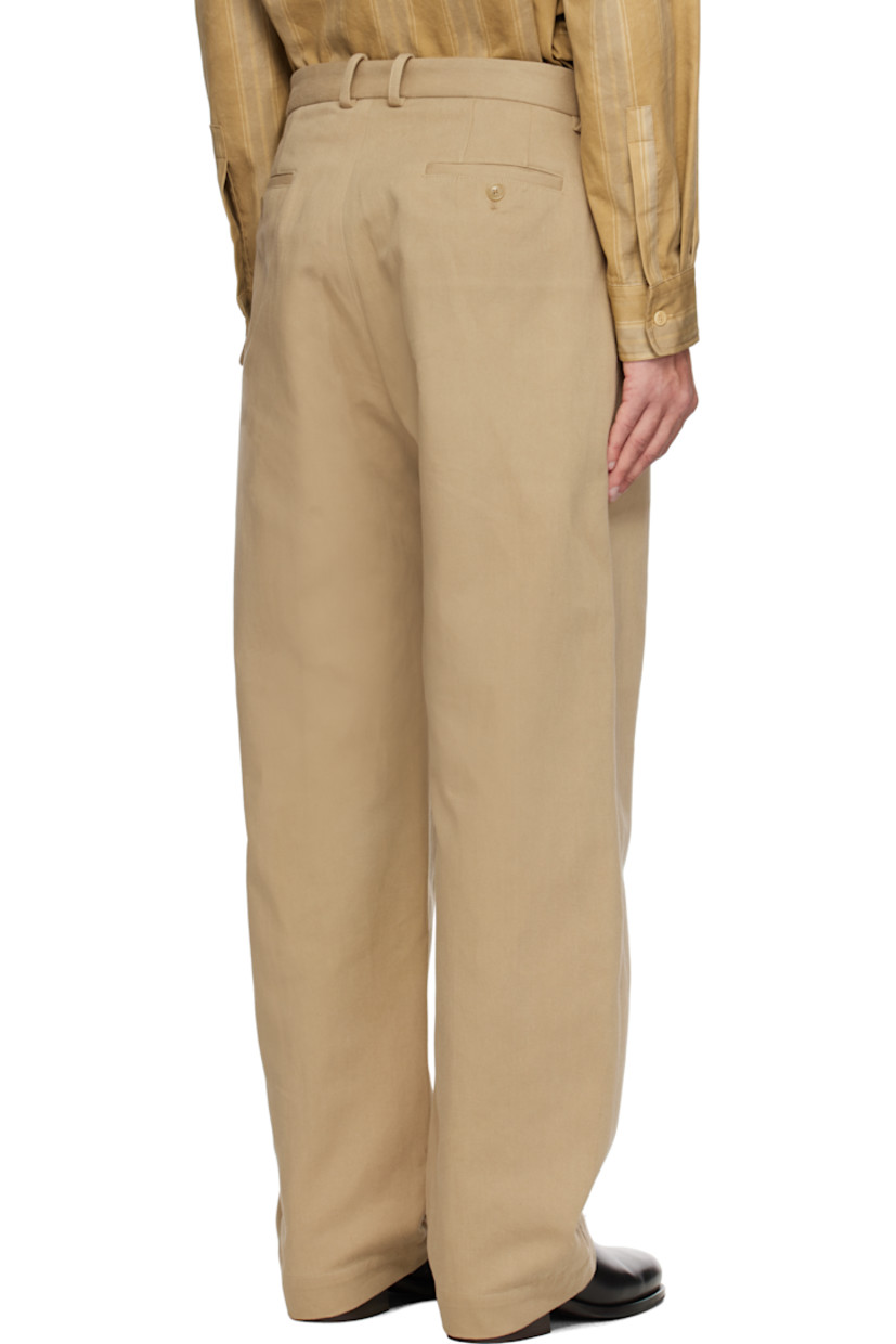 Straight-leg cotton- and linen-blend twill trousers. 

· Mid-rise
· Belt loops
· Four-pocket styling 
· Zip fly
· Horn hardware

Supplier color: Beige