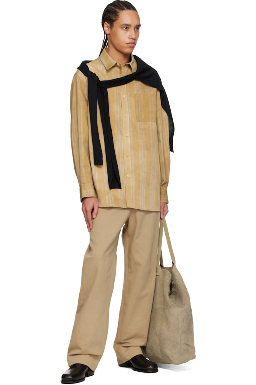 Straight-leg cotton- and linen-blend twill trousers. 

· Mid-rise
· Belt loops
· Four-pocket styling 
· Zip fly
· Horn hardware

Supplier color: Beige