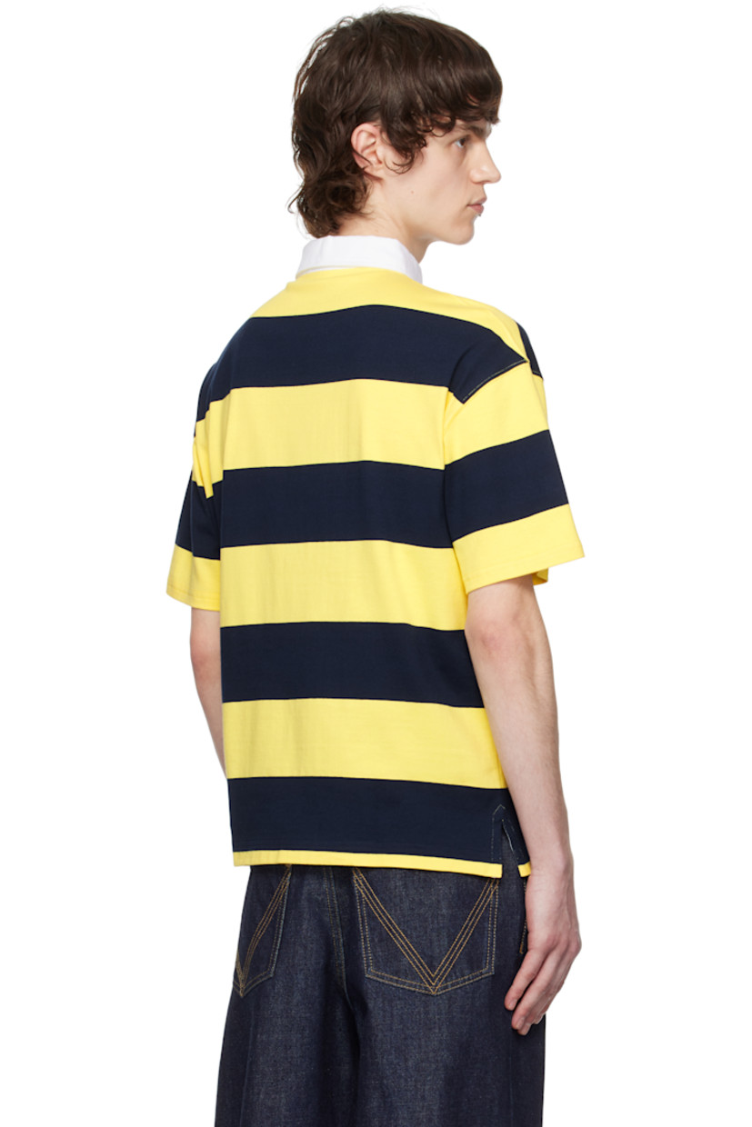 Cotton jersey polo. Stripes throughout.

· Cotton twill spread collar
· Concealed three-button placket
· Logo embroidered at chest
· Vented side seams
· Dropped shoulders

Supplier color: Yellow/Blue