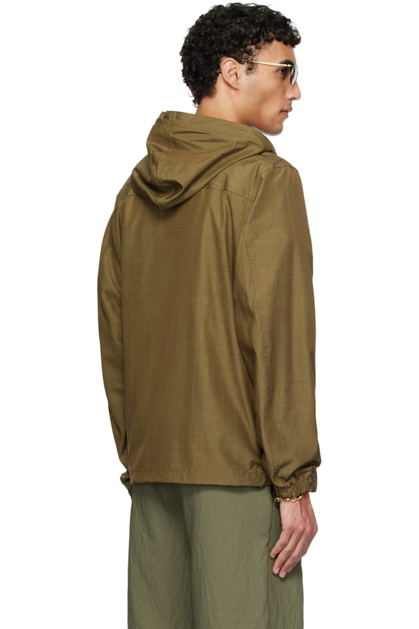 Silk canvas anorak. Check pattern throughout.

· Bungee-style drawstring at hood
· Stand collar
· Half-zip closure
· Logo embroidered at front
· Flap and zip pockets
· Bungee-style drawstring at hem
· Elasticized cuffs

Supplier color: Brown