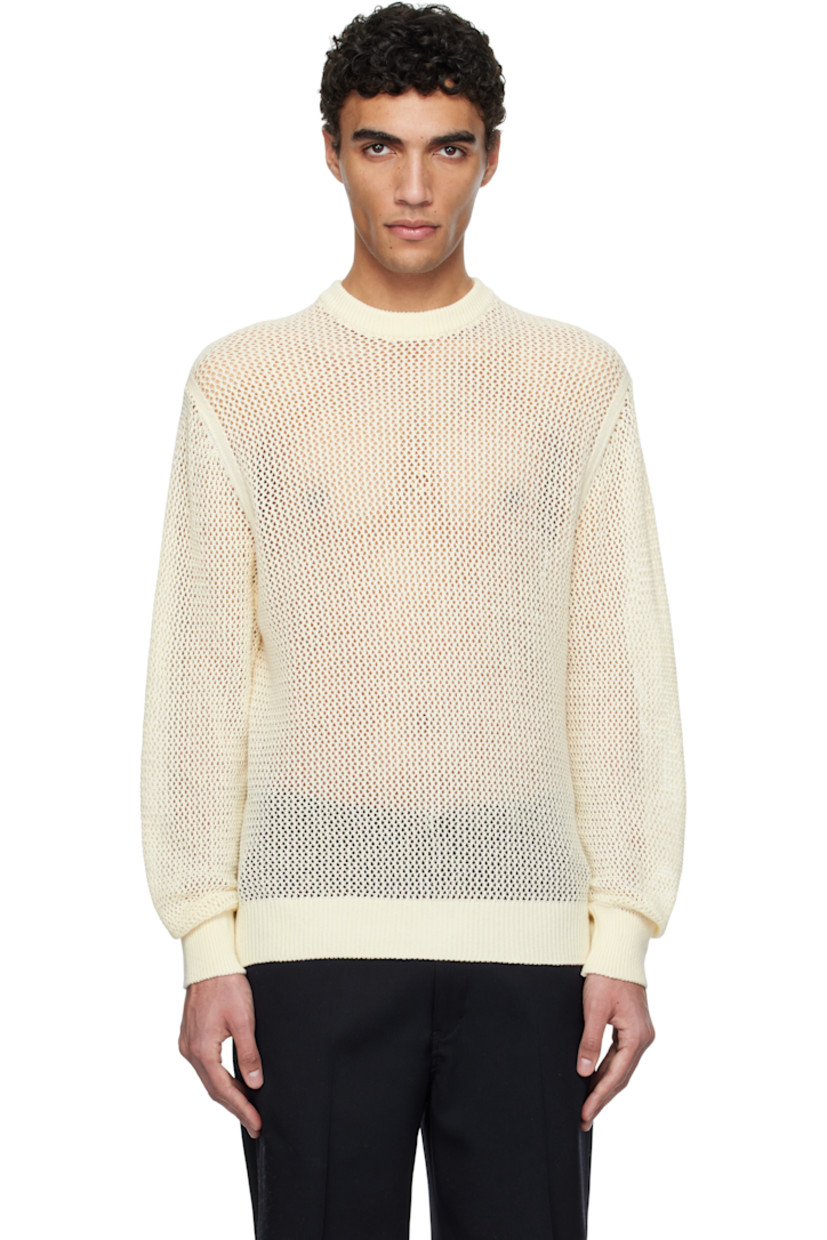 7-gauge open-knit cotton- and cashmere-blend sweater.

· Rib-knit crewneck, hem, and cuffs
· Dropped shoulders 

Supplier color: Off-white