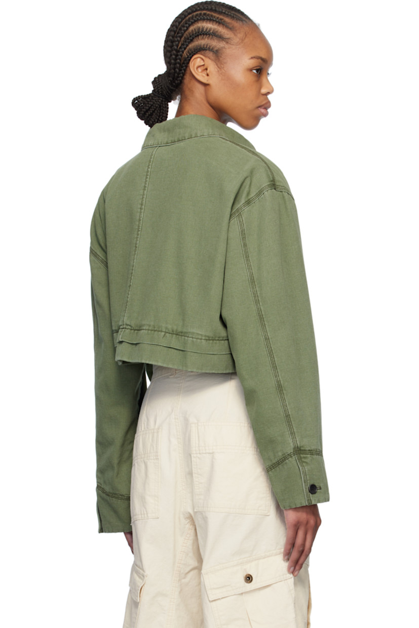 Cotton canvas jacket.

· Spread collar
· Concealed button closure
· Logo embroidered at chest
· Flap and patch pocket
· Cropped hem
· Dropped shoulders
· Single-button cuffs
· Full cotton-blend poplin lining
· Logo-engraved black hardware
· Contrast stitching in black

Supplier color: Khaki