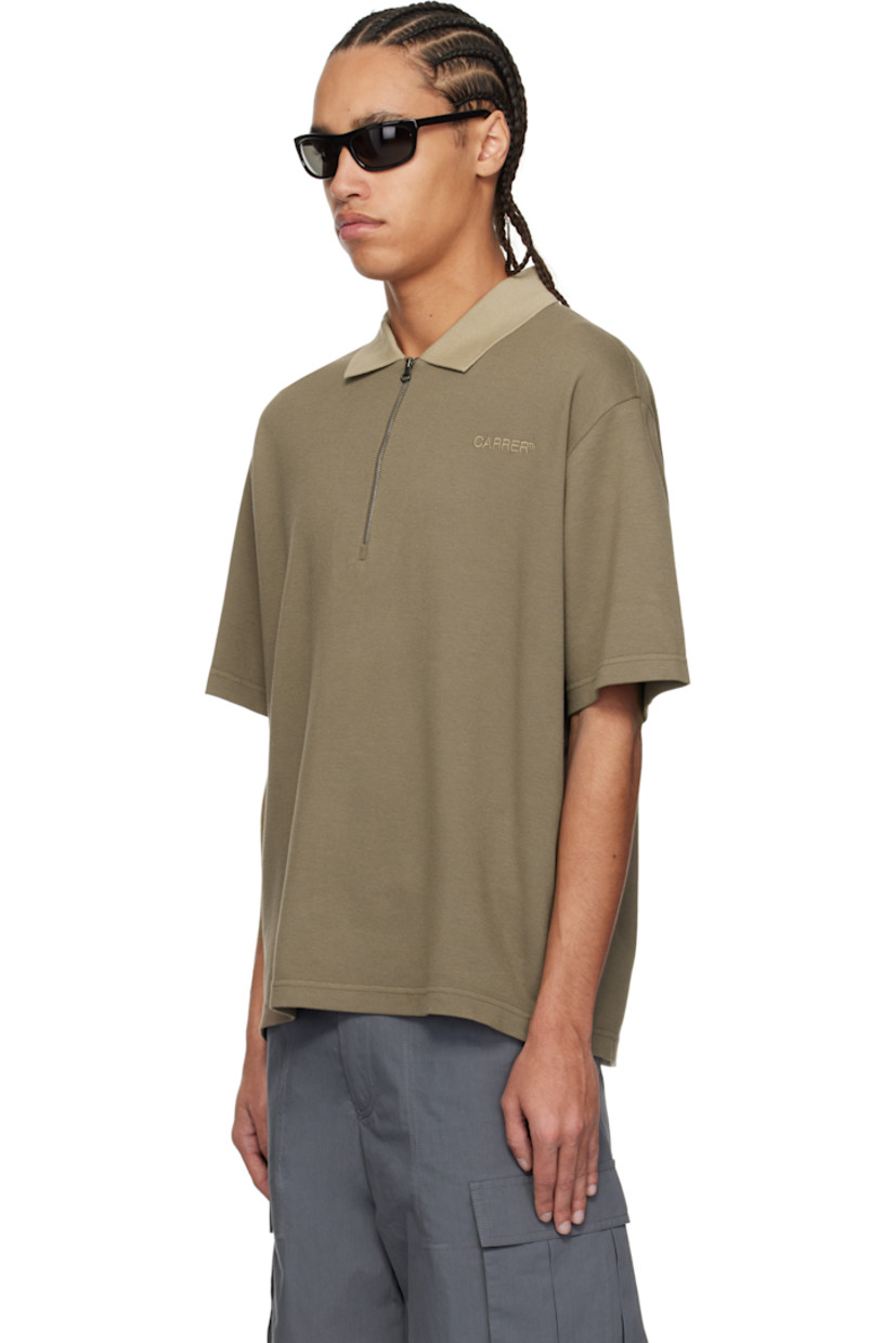Cotton piqué polo.

· Rib-knit spread collar
· Half-zip closure
· Logo embroidered at chest
· Tennis-tail hem
· Logo flag at side seam
· Dropped shoulders

Supplier color: Stone brown/Beige