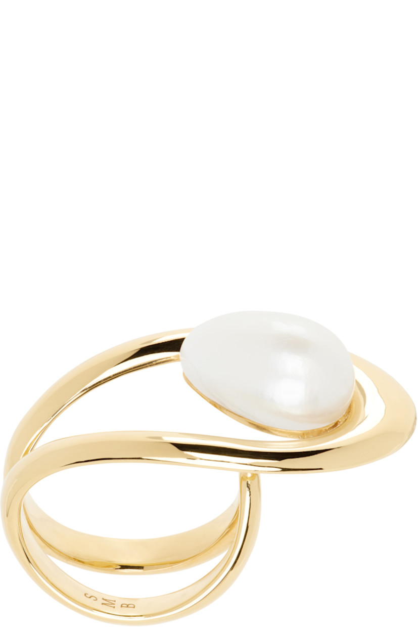 Handcrafted open band ring in recycled 18k yellow gold vermeil.

· Freshwater pearl at face
· Logo and hallmarking at inner band

Supplier color: Yellow vermeil