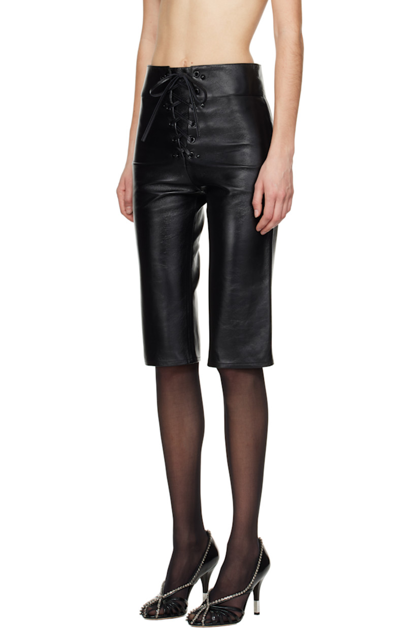 LWG-certified nappa lambskin shorts. 

· Lace-up detailing at front
· Cropped legs
· Zip closure at back
· Unlined

Supplier color: Black