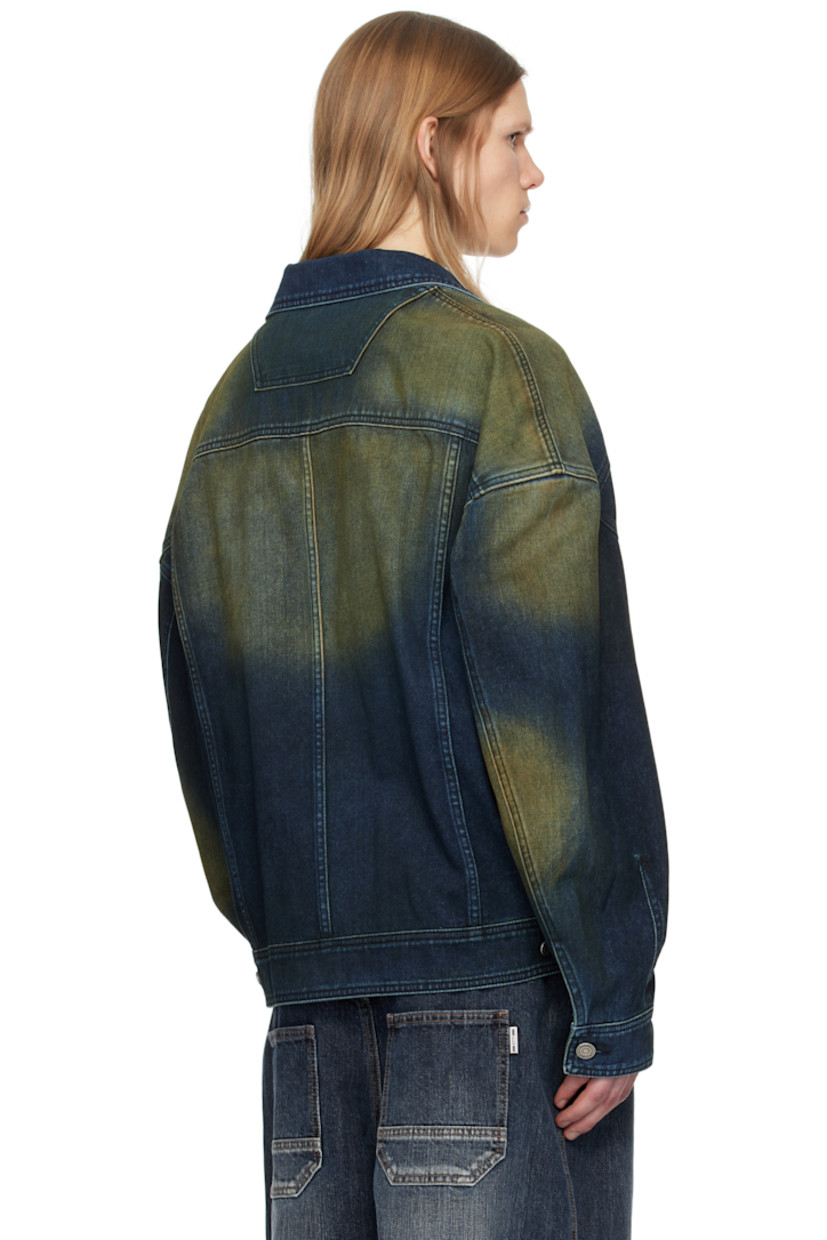 Non-stretch denim jacket. Fading throughout.

· Button fastening at spread collar
· Zip closure
· Pleats at front
· Flap and welt pockets
· Zip vent at side seams
· Single-button barrel cuffs
· Adjustable button tabs at back hem 

Supplier color: Navy