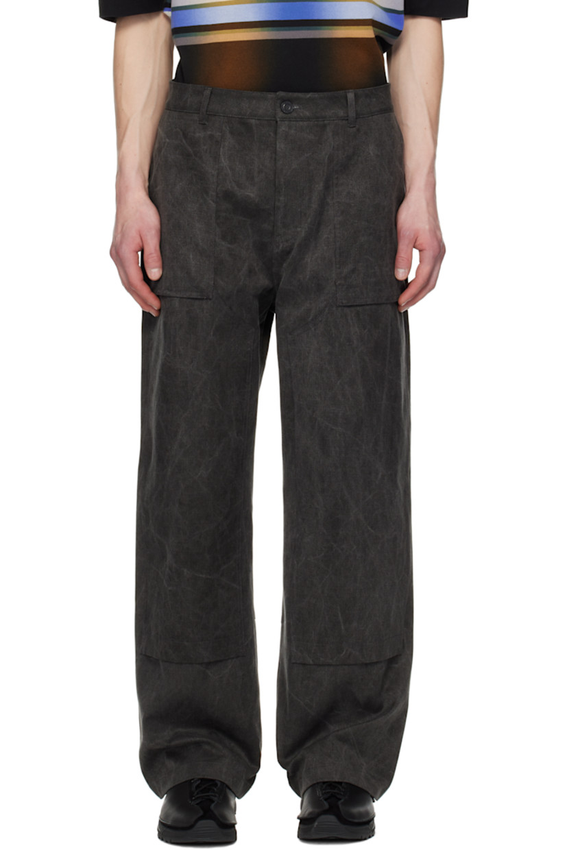 Cotton canvas trousers. Fading throughout.

· Belt loops
· Four-pocket styling
· Zip fly
· Patch pockets at outseam

Supplier color: Grey