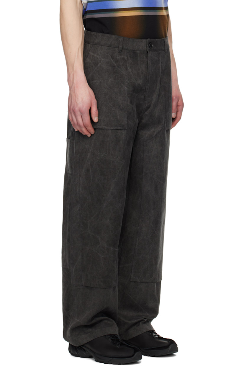 Cotton canvas trousers. Fading throughout.

· Belt loops
· Four-pocket styling
· Zip fly
· Patch pockets at outseam

Supplier color: Grey