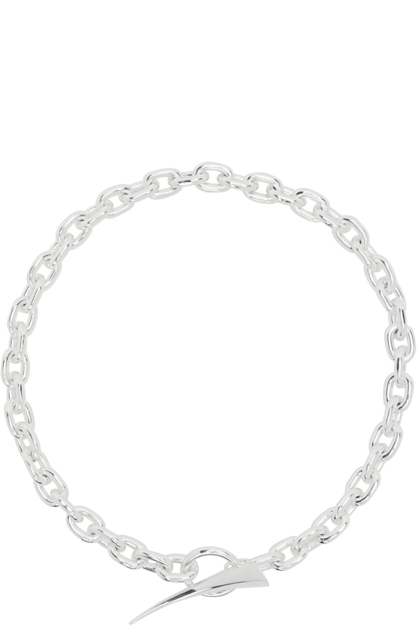 Cable chain necklace in silver-tone brass.

· Logo-engraved toggle fastening 
· L15.5"

Supplier color: Silver