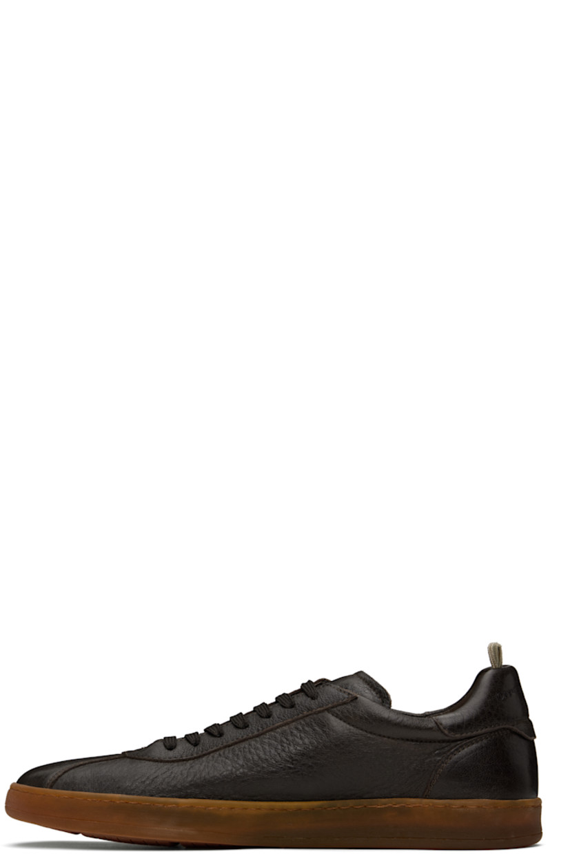 Handcrafted low-top grained deerskin sneakers in brown. 

· Lace-up closure
· Logo embossed at padded tongue
· Pull-loop at padded collar 
· Logo embossed at heel tab 
· Suede lining 
· Treaded rubber sole 

Supplier color: Ebano