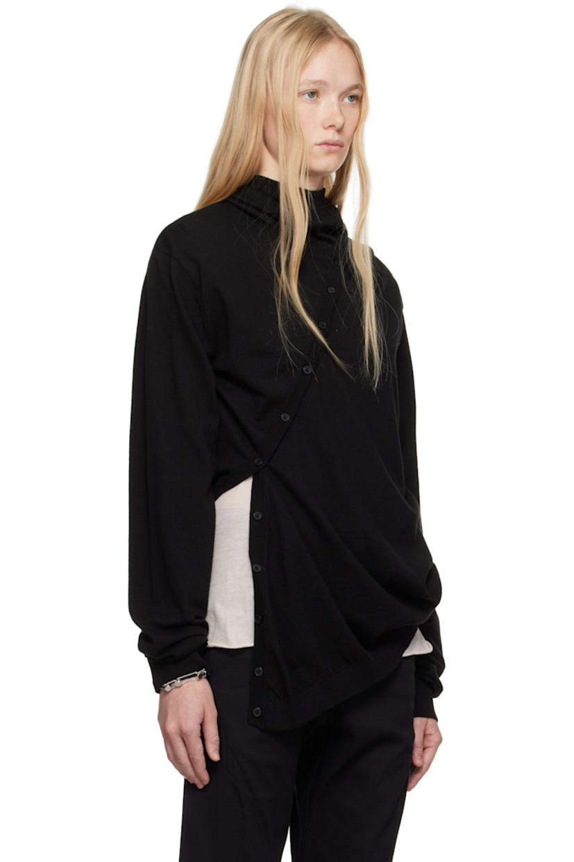 Oversized knit cotton- and wool-blend hoodie.

· Offset button closure extends to hood
· Rib-knit hem and cuffs
· Dropped shoulders

Part of the 8.0 collection.  

Supplier color: Black