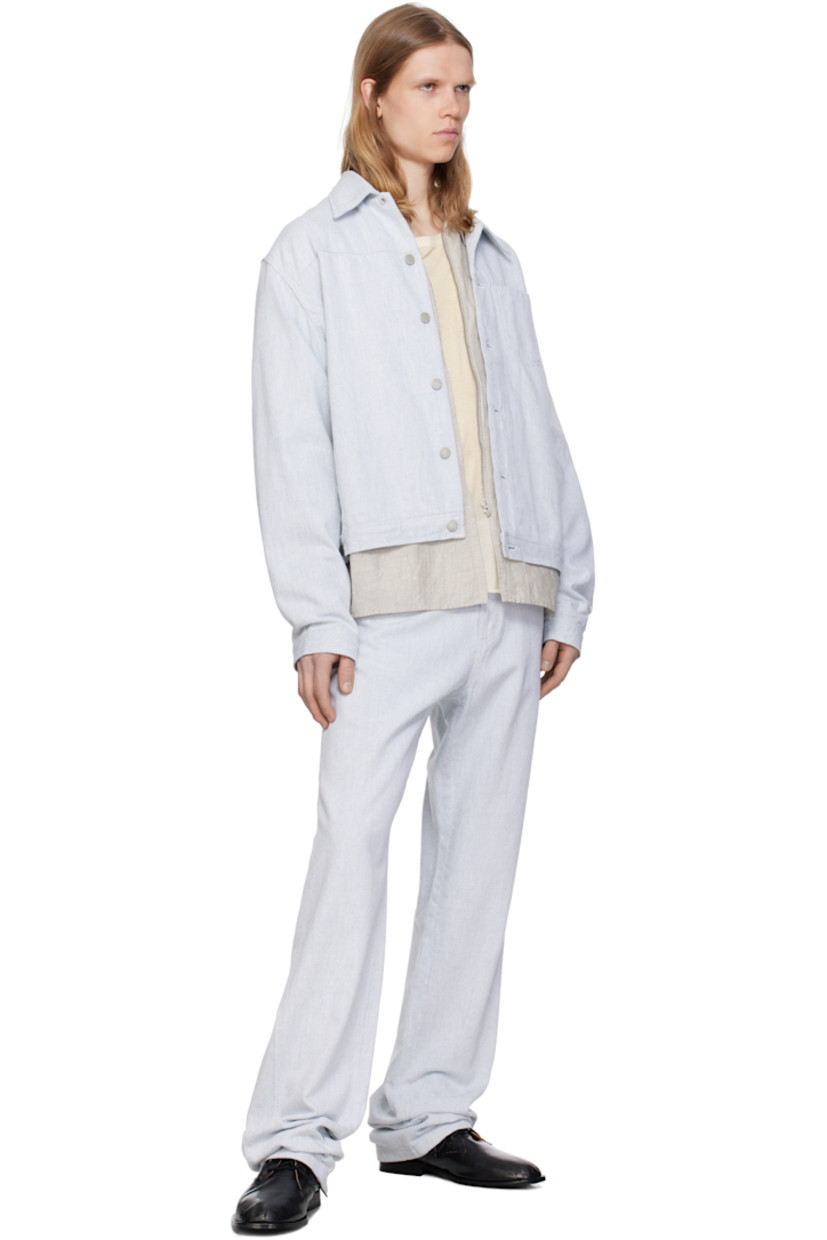 Washed lightweight non-stretch denim jeans. Fading throughout. 

· Straight-leg
· Belt loops 
· Five-pocket styling
· Zip fly
· Twisted outseams
· Logo flag at back pocket
· Logo-engraved antiqued silver-tone hardware

Part of the 8.0 collection.  

Supplier color: Light grey