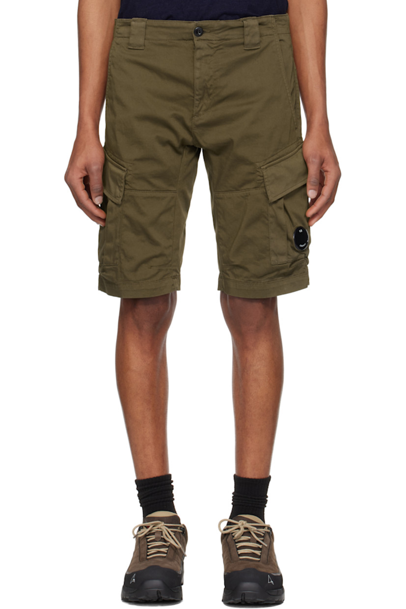 Garment-dyed stretch cotton twill cargo shorts.

· Belt loops
· Four-pocket styling
· Zip fly
· Cargo pockets
· Logo-printed acetate lens at cargo pocket
· Logo patch at back
· Logo-engraved black hardware

Supplier color: Ivy green