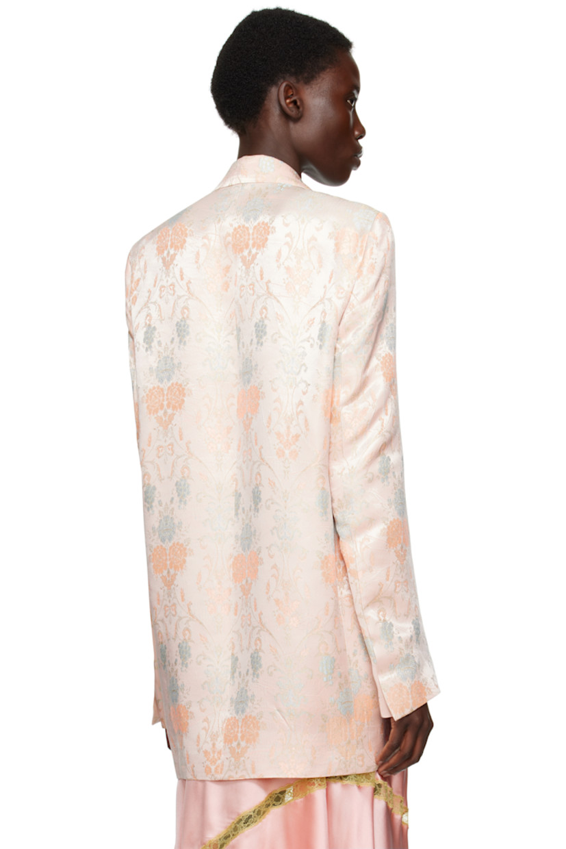 Oversized acetate- and cupro-blend damask blazer. Jacquard floral pattern throughout. 

· Peaked lapel
· Double-breasted button closure
· Darts at front 
· Welt pockets 
· Full satin lining 

Supplier color: Lpink