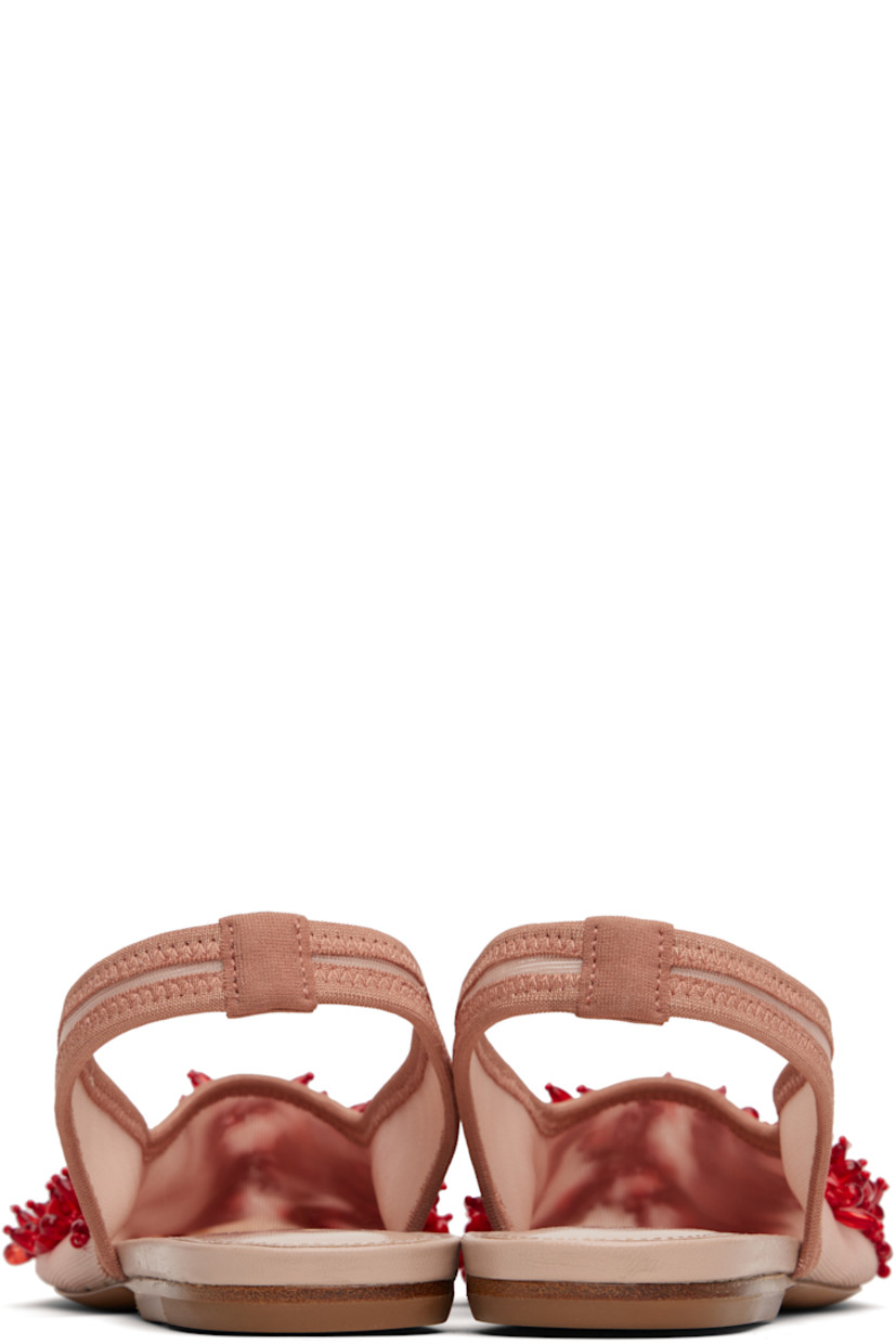 Mesh flats in pink.

· Square toe
· Beaded detailing at vamp
· Fixed slingback strap
· Leather heel with rubber injection
· Leather sole with rubber injection

Supplier color: Blush