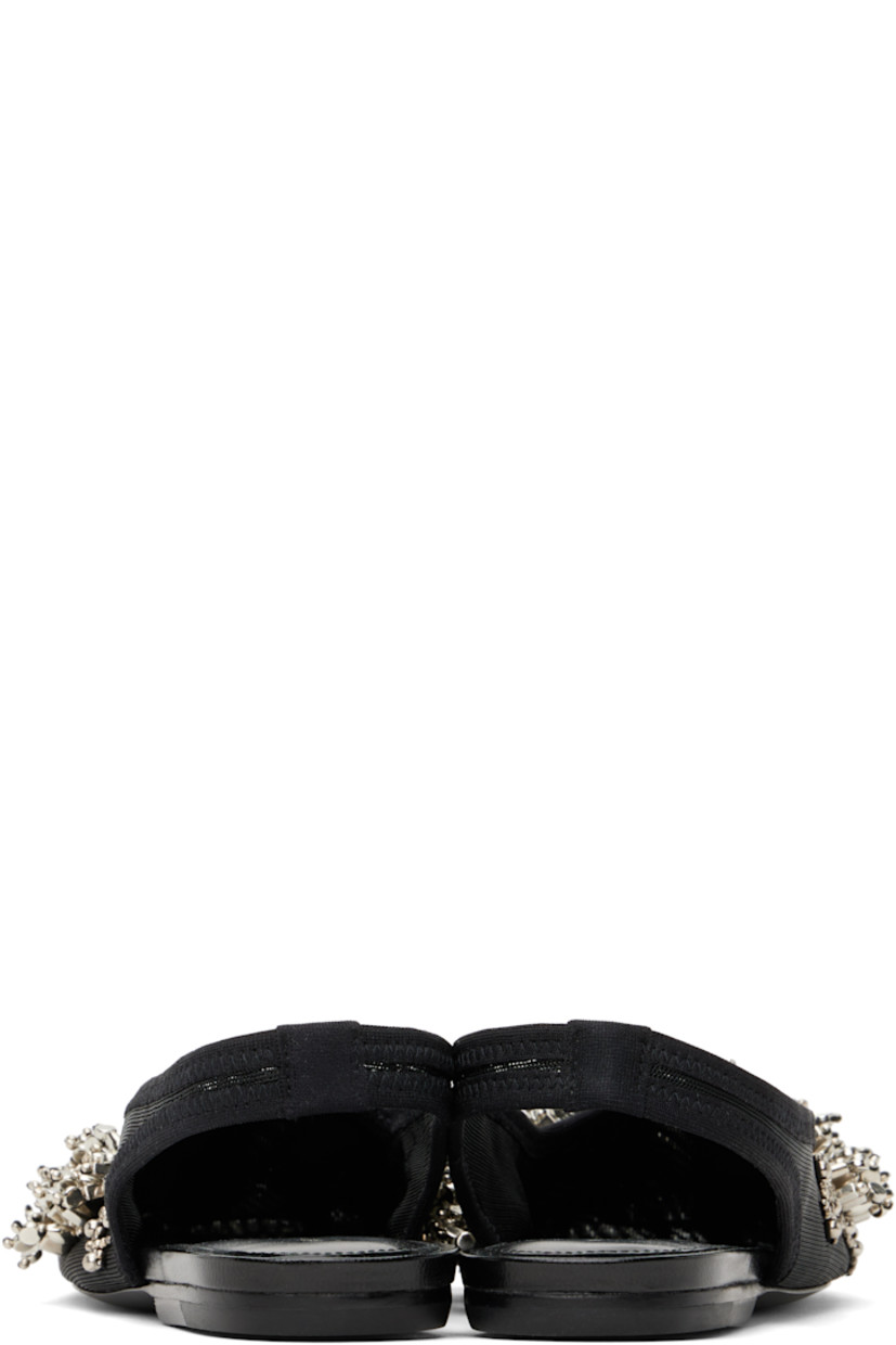 Stretch mesh ballerina flats in black.

· Beaded accents in silver-tone throughout
· Elasticized slingback strap
· Polished faux-leather sole with rubber injection

Supplier color: Black