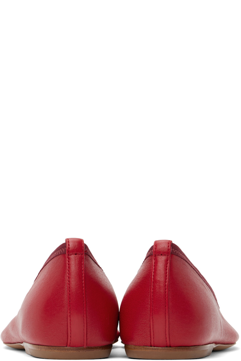 Nappa lambskin ballerina flats in red.

· Square toe
· Jersey trim at partially elasticized collar
· Polished leather sole with rubber injection

Supplier color: Vermillion