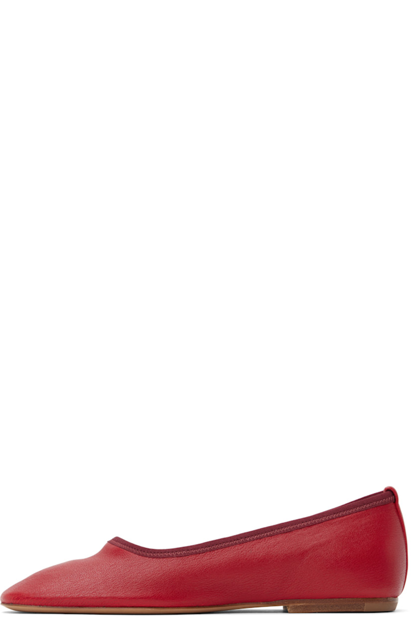Nappa lambskin ballerina flats in red.

· Square toe
· Jersey trim at partially elasticized collar
· Polished leather sole with rubber injection

Supplier color: Vermillion